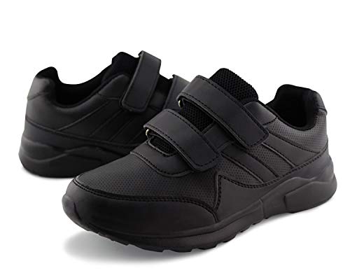 JABASIC Kids Black/White Hook and Loop School Uniform Sneaker3