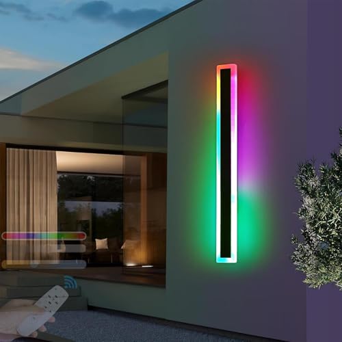 Applique murale RGB dimmable de 100cm avec télécommande et étanchéité IP65 pour l'extérieur