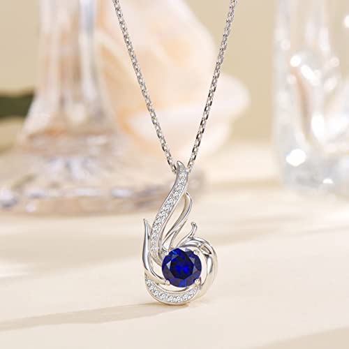 Birthstone Necklace for Women 925 Sterling Silver Phoenix Charm Necklace Birthday Anniversary Fine Jewelry Gifts for Women Mother Her, Adjustable Chain3