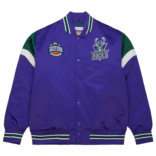 Veste NBA Milwaukee Bucks Mitchell & Ness blouson satin homme vert