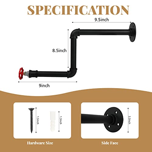 Oroonoko 2Pack Wall Mounted Industrial Pipe Clothing Bar,18.5Inch Pipe Clothing Rack Detachable Garment Rack Diy Shelving Brackets Hanging (Black) #TOP1