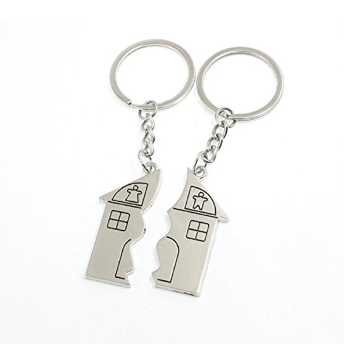 EDealMax - Llavero, diseño de casa dividida en dos, color plateado