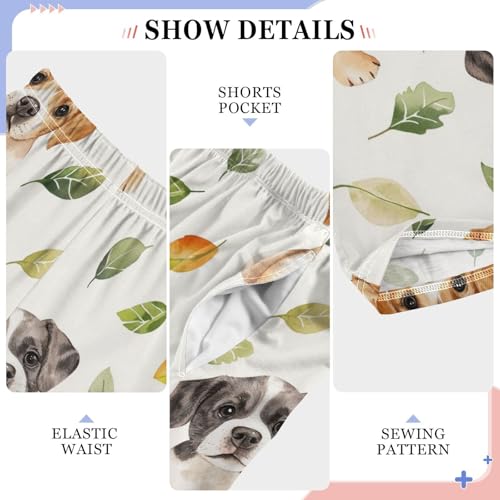 Dogs and Leaves Boys Pants Boys Athletic Pants Long Pant for Boywith Pockets Wide-Leg Size 6-14Y4