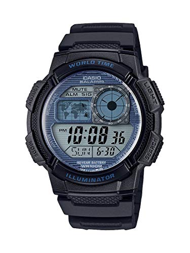 Casio Men's Quartz Watch with Resin Strap, Black, 19.4 (Model: AE-1000W-2A2VCF)