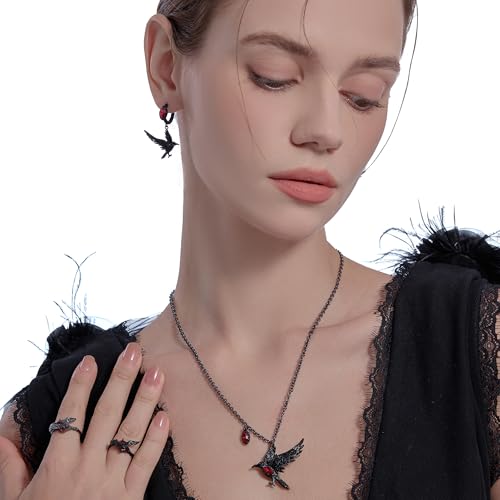 Hip-hop style gothic crow earrings red pendant earrings personalized animal jewelry fashion ladies jewelry M34993