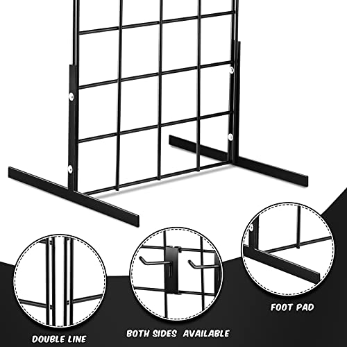 10 Pack Metal Grid Wall Hooks Grid Panel Hooks Set Including 1 Pcs 24" H X 12" W Counter Top Gridwall Display Unit With T Base Floorstanding And 9 Pcs 4'' D Grid Panel Hooks For Retail Display, Blcak #TOP4