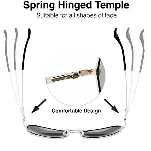 The Fresh Minimalist Small Rectangular Sunglasses Clear Eyewear Spring Hinge - Gift Box Package (307-Silver, Clear, 57)4
