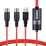 MIDI to USB in-Out Cable MIDI Interface, Connecting with Keyboard/Synthesizer for Editing&Recording Track Work with Windows/Mac OS for Studio - 6.5Ft