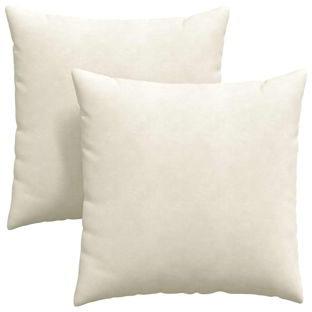 Sofakissen 2er Set, Weiche Cord-Zierkissen mit Füllung, 60 x 60 cm, Dekokissen für Wohnzimmer & Schlafzimmer, Mit abnehmbarem Bezug, Stilvolle Wohndeko in Creme