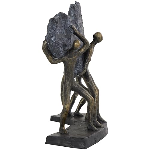 Estatua decorativa de personas en polystone bronce 13 x 5 x 11 pulg miniatura 7