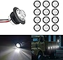 12PCS 3/4'' Round LED Side Marker Lights, Front Rear Clearance Indicators Tail Light, Waterproof Turn Signal Lamps Universal for Trailer Truck Car Bus Van Pickup RV ATV Wrangler (White)