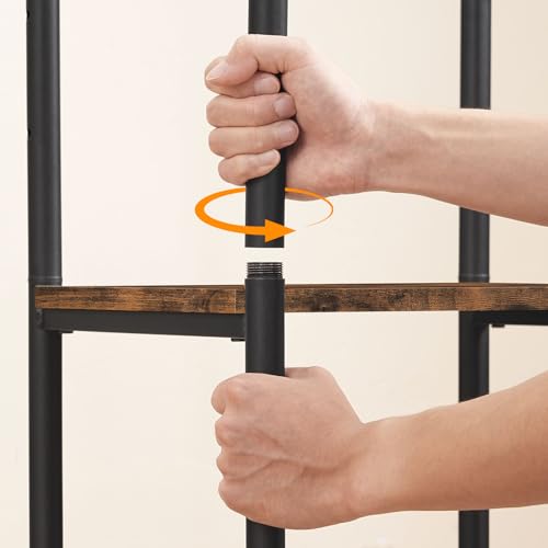 Miniatura 4 de Hoobro Soporte De Impresora, Carro Móvil Con 3 Estantes, Estantería Con Ruedas, Para Oficina, Casa, Escuela, Estructura Metálica, Estilo Industrial, Fácil Montaje, Marrón Rústico Y Negro Ebf03ps01