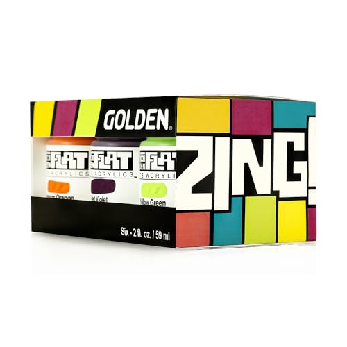 SoFlat Matte Acrylics by GOLDEN, Zing 6 Color Set, Professional Acrylic Paint
