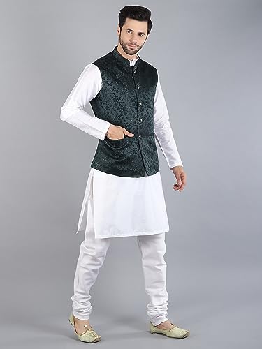 Image of Uri and MacKenzie Men's Silk Blend Kurta Pajama with Designer Ethnic Nehru Jacket /Modi Jacket
