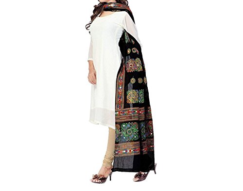 BLACK MACY Women's Embroidered Cotton Dupatta