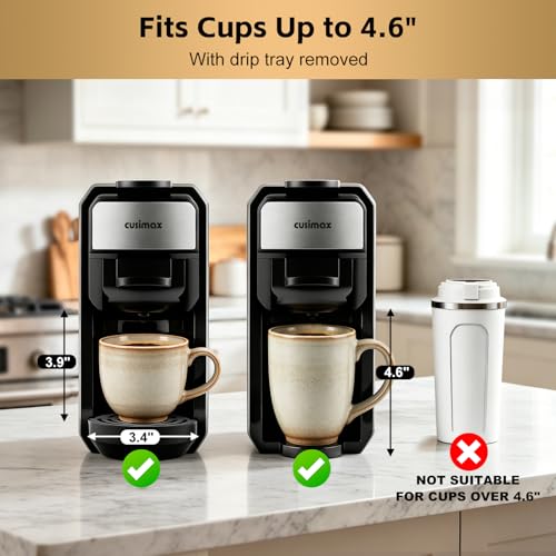 Image of CUSIMAX Espresso Machine Single Serve Coffee Machine Compatible with Nespresso Pods, Adjustable Brewing Size, 19Bar Coffee Maker, Stainless Steel Espresso Maker with 20oz Remevable Water Tank