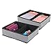mDesign Juego de 2 Cajas para armarios – Organizador para armarios con 2 Compartimentos – Cajas para Guardar Ropa, Ropa Interior, Calcetines, etc. de Tela – Gris/Negro