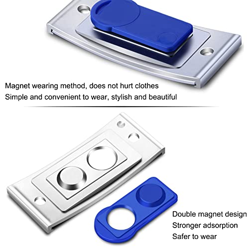 FIVAVA 10 STÜCK Namensschilder für Kleidung - Magnet Namensschild mit Papiereinschub, Transparent, Modisch Gewölbt, 75 x 32 mm, Silber