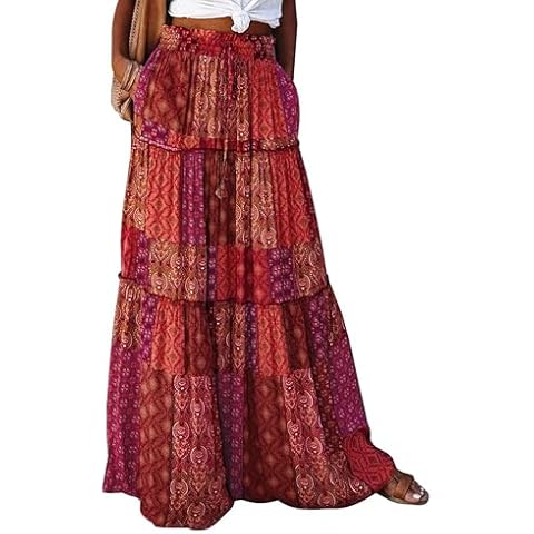 Timuspo Bohemian Midi Maxi Skirt with Pockets Cover