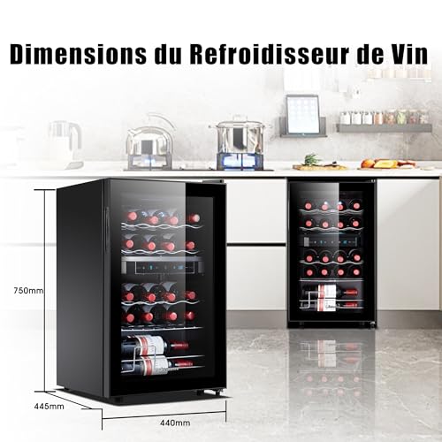 Kalamera Weinkühlschrank 2 Zonen, Touch-Bedienfeld,Schwarze Glastür, Verdeckter Griff, Flaschenkühlschrank 20 Flaschen, 68Liter, 5-18°C Kühlzone, KRC-68BFG – Bild 5