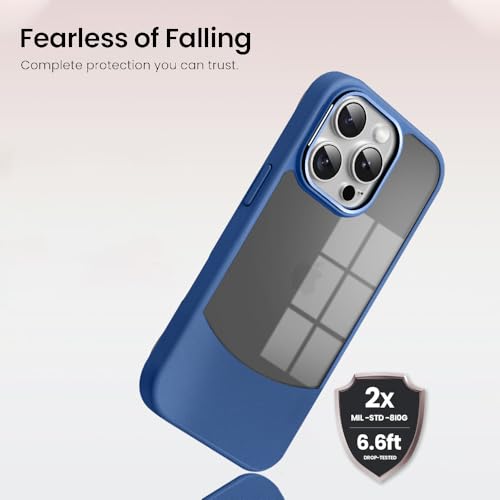 Image of KARWAN️Fusion Edge Leather Transparent Mobile Back Case | Slim Fit | Anti-Fingerprint| Scratch-Resistant | Premium Grip | Shockproof case | Back Cover for iPhone 13 Pro || Blue