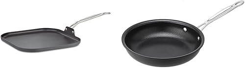 Cuisinart 630-20 Chef's Classic - Plancha cuadrada de 11 pulgadas, antiadherente, anodizada dura y 622-20 Chef's Classic - Sartén abierta de 8