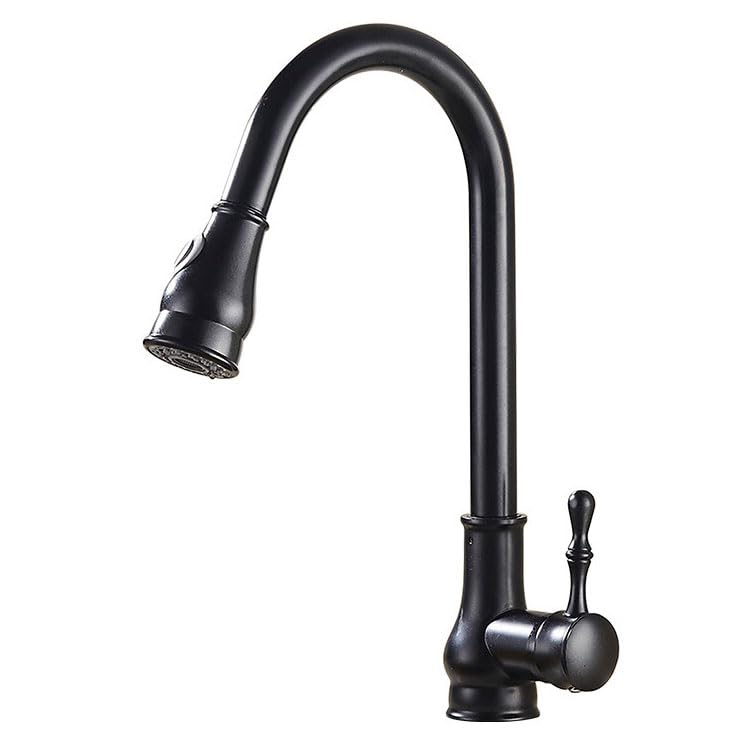 EGSO Grifo Cocina Extraible Negro, Grifos cocina fregadero con 2 Modos Giratorio a 360° Torneira Cozinha Monomando, Agua Frío y Calor Disponibles