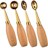 Veemoon 4 Cucharas Sacabolas de Melón de Acero Inoxidable, para Bolas Grandes y Pequeñas, Diseño Redondeado y Ovalado, Utensilios para Cocina y Postres, Uso en Frutas y Helados