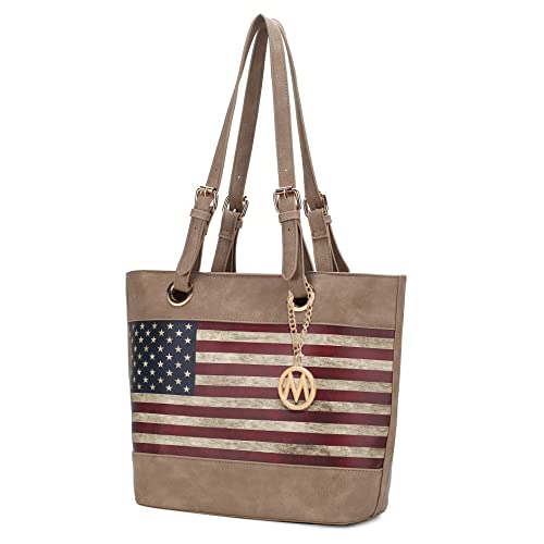 Image of MKF Collection USA Tote Shoulder Bag for Women Vegan Leather Patriotic Handbag, Lady American Flag Satchel Purse by Mia K