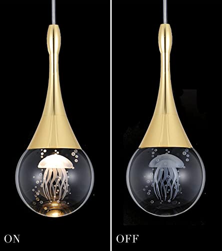 Amzasa Teardrop Pendant Light Modern Gold Globe Led Hanging Light Fixtures Dimmable K9 Crystal Ball Jellyfish Art Decor For Dining Room Kitchen Island Bar Bathroom 3 Packs #TOP6