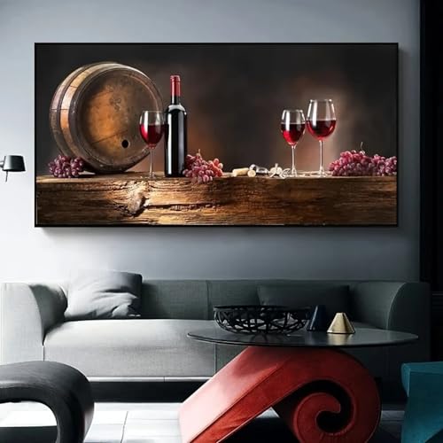 Affiche artistique sur toile haut de gamme peinture vintage classique vin decoration 80x160cm
