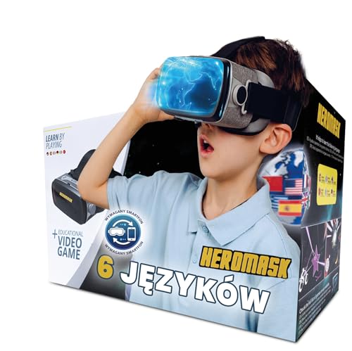 Gogle VR dla Dzieci 5–12 Lat + Gry do Nauki 6 Języków – Prezent na Urodziny lub Święta, który Zachęca do Nauki Hiszpańskiego, Chińskiego i Innych Języków przez Wirtualną Rzeczywistość