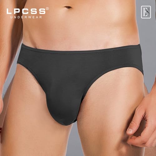 Men’s Modal Bikini Briefs Low Rise Underwear with Breathable Single Layer Pouch Microfiber Underpants White ES20112