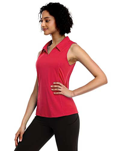 COOrun Women's Golf Polo Shirts Sleeveless Quick Dry Tennis T-Shirts Lightweight V-Neck with Collar Tank Top2