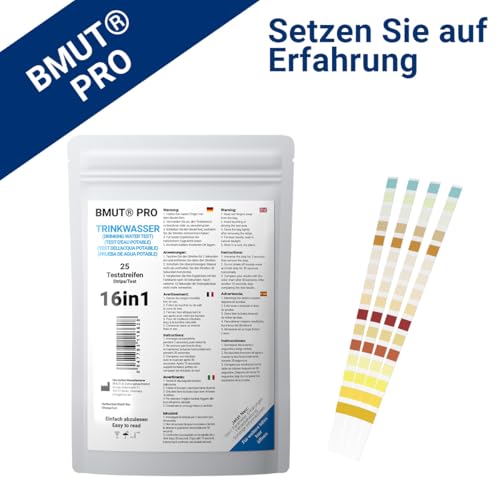 25 x 16-in-1 Drinking Water Test Strips - Tap Water Quality Analysis for Total Hardness, Lead, Copper, Nitrate