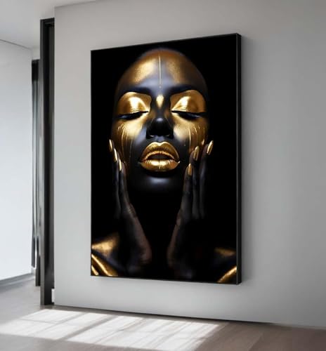Portrait de femme dorée art glamour sur toile haut de gamme 50x70