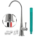 Metpure Airgap 3-Port Brass RO Faucet for Reverse Osmosis Drinking Water Systems. Features Pre-Installed Drain Tubes, Contemporary Design. Includes Wrench and Adapters. (Brushed Nickel)