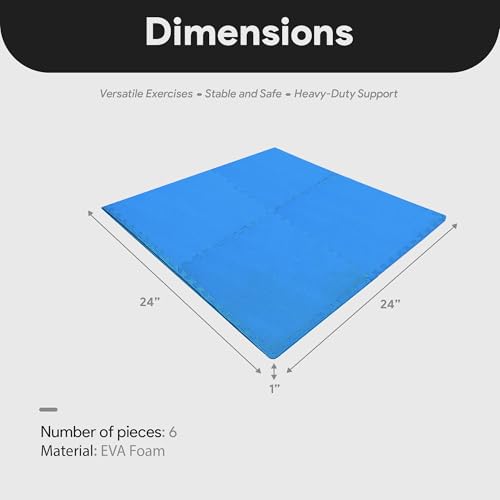 Image of BalanceFrom Puzzle Exercise Mat 1 /2 inch Thick, EVA Interlocking Foam Floor Tiles for Home Gym, Mat for Home Workout Equipment, Floor Padding for Kids, Blue, 24 in x 24 in x 1 /2 in, 48 Sq Ft - 12 Tiles | Tiles for Home Gym, Mat for Home Workout Equipment, Floor Padding for Kids, Blue, 24 in x 24 in x 1 /2 in, 48 Sq Ft - 12 Tiles
