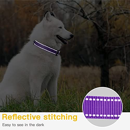Image of HEELE Dog Collar, Reflective Dog Collar, Soft Neoprene Padded Breathable Nylon Pet Collar Adjustable for Small Dogs Puppy, Purple, XS(7.87-11.81 inch)