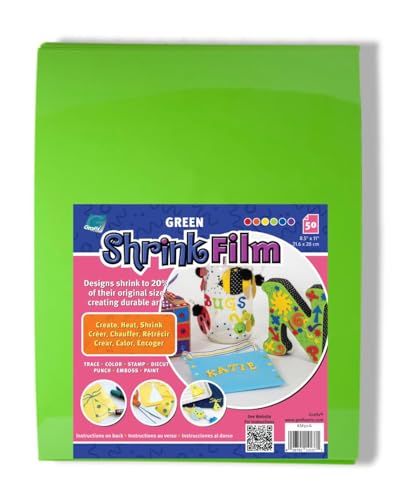 Image of Grafix Shrink Film, Green Opaque, 8.5 x 11 in, Pack of 50