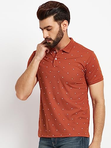 Image of Men's Cotton Half Sleeves Printed Polo T-shirt-POLO105