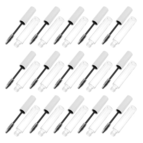 MUCKLILY Tubos de Rímel Vacíos Recargables 15 Piezas 10 Ml, Botellas Transparentes y Blancas para Aceite de Ricino y Máscara de Pestañas Diy, con Varita Contenedora Hermética