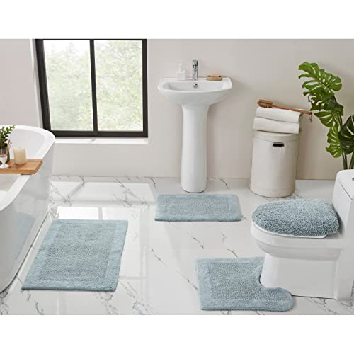 Better Trends Edge Collection Runner, 100% Tufted Thick Chenille & Soft Cotton, Machine Washable and Water Absorbent Bathroom Runner, 20 x 60 Inches, Blue