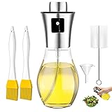 LiRiQi Rociador De Aceite para Cocinar, Dispensador de pulverizador de Aceite, Pulverizador Spray Oliva Aceite, Botella De Vinagre De Vidrio, para cocinar, Ensalada, Hornear, Pan, BBQ, Cocina (200ML)