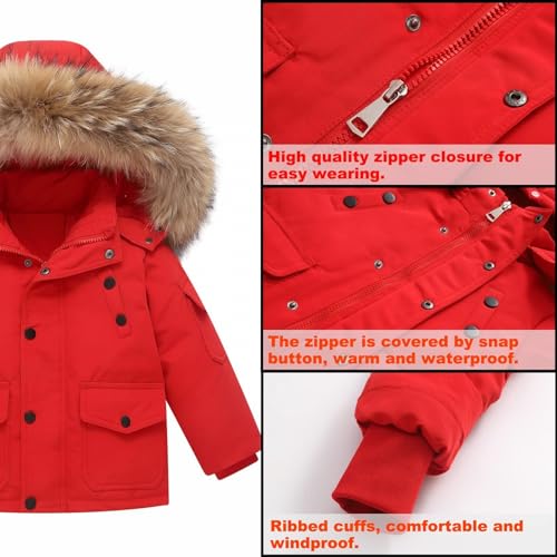 Kids Toddler Snowsuit Set,Little Girls Boys Bib Snow Pants and Ski Jacket Coats Waterproof Snowboarding Winter Jacket (Red, 3-4 Years)4