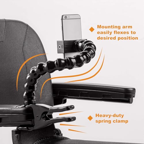 MOGO ModularHose Assistive Technology Phone Holder with Spring Clamp, 18 Inch Arm, Black, 46 cm / 18 inch - Image 2