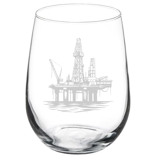 MIP Wine Glass Goblet Gift Oil Rig Platform (17 oz Stemless)