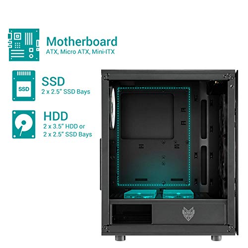 Gabinete para PC FSP ATX Mid Tower para juegos | 2 paneles de vidrio templado, 4 ventiladores RGB direccionables (CMT340) miniatura 4