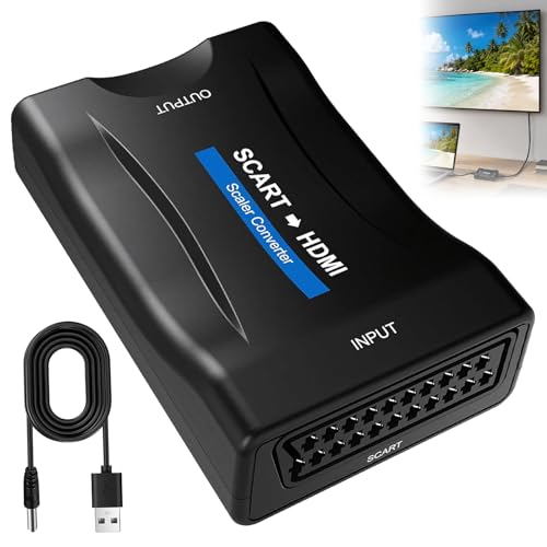 1 PCS Adaptateur Péritel vers HDMI avec Câble USB 720p/1080p,Convertisseur Peritel HDMI pour TV Moniteur Projecteur,Scart Audio Vidéo HD Compatible avec PS3...