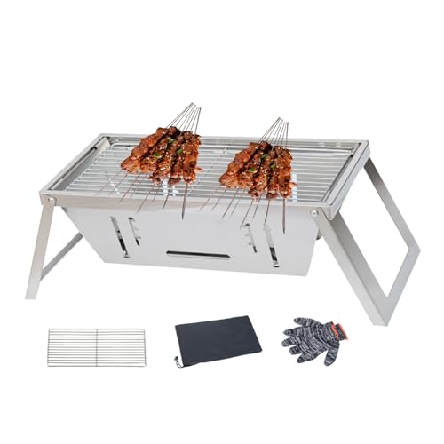 Pavsicgn Parrilla de carbón plegable,Parrilla de carbón plegable - Estufa de barbacoa para parrilla de camping | de barbacoa inoxidable, estufa de parrilla para acampar, de